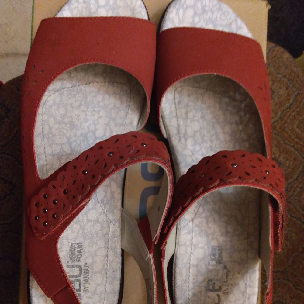 NIB JBU by Jambu GRACE Red Women's Sandals w/Adjustable Strap Size 11 M
